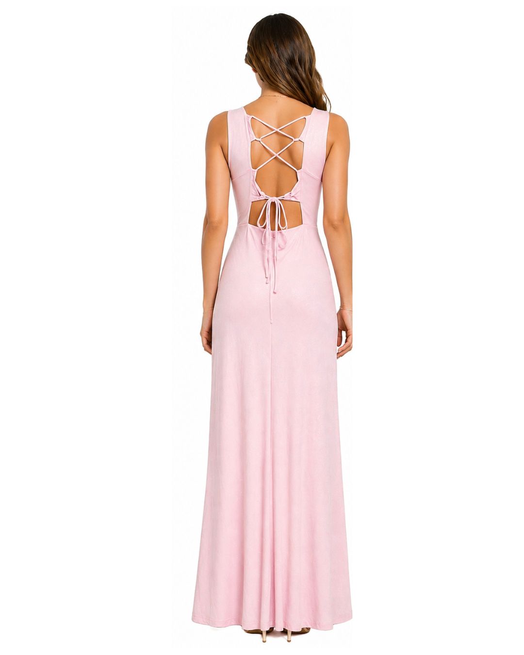VESTIDO ROSA ELEGANTE BRILLOS
