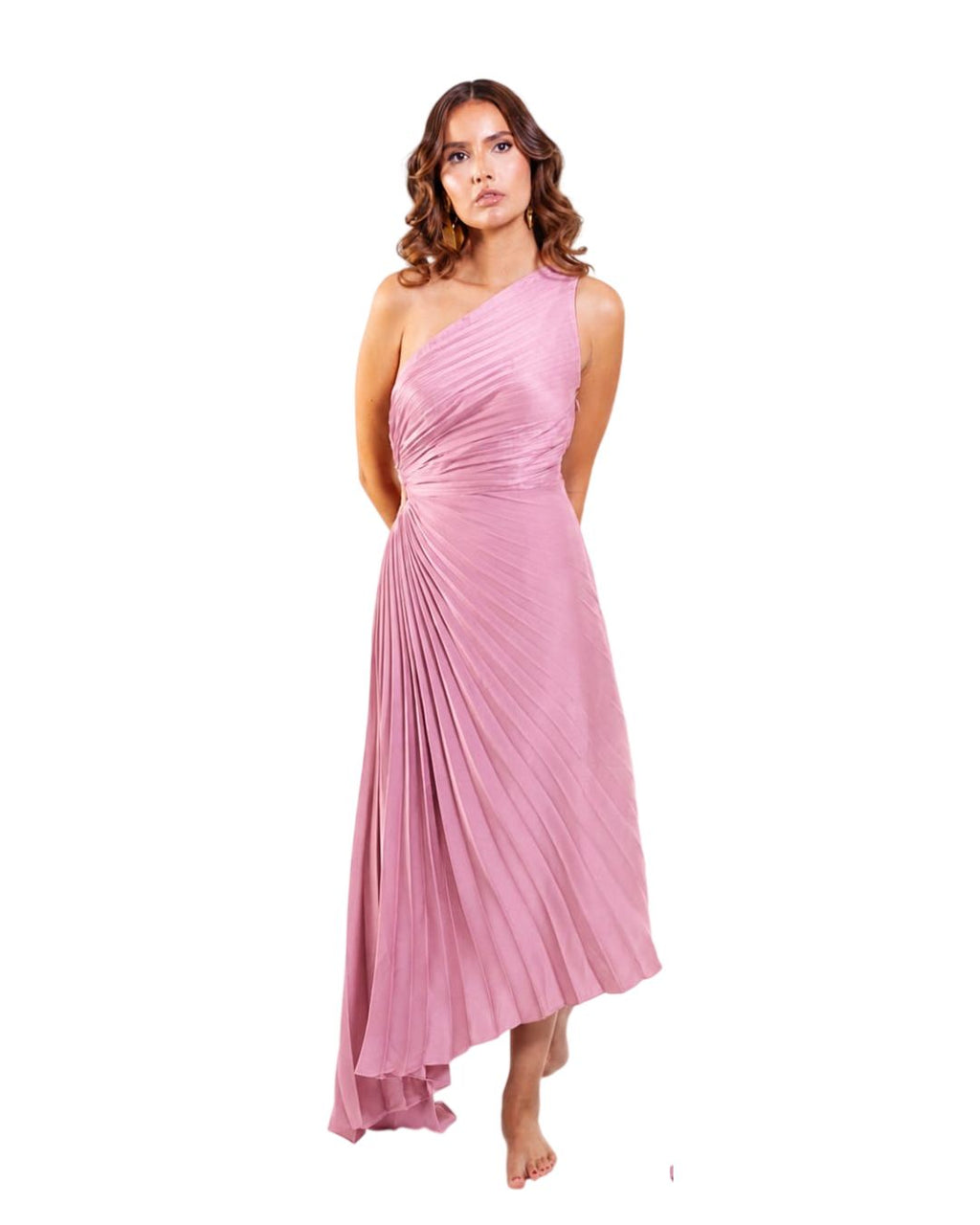 VESTIDO PLISADO DE UN SOLO HOMBRO