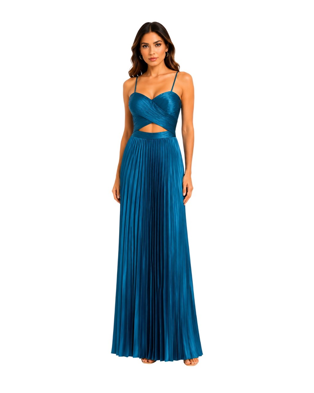 VESTIDO PLISADO COLOR AZUL