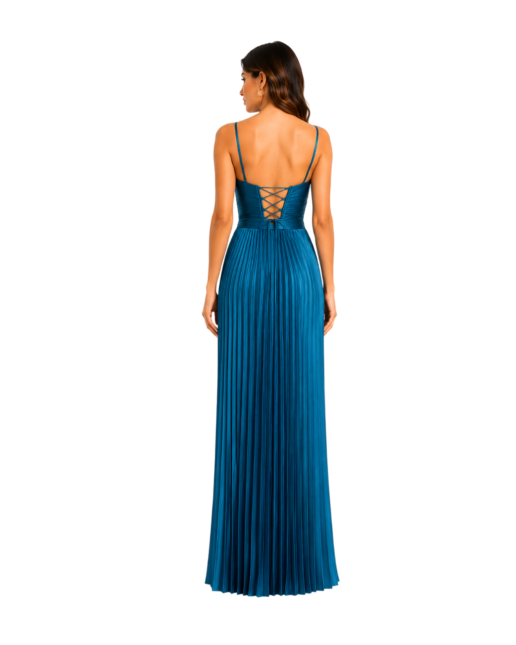 VESTIDO PLISADO COLOR AZUL