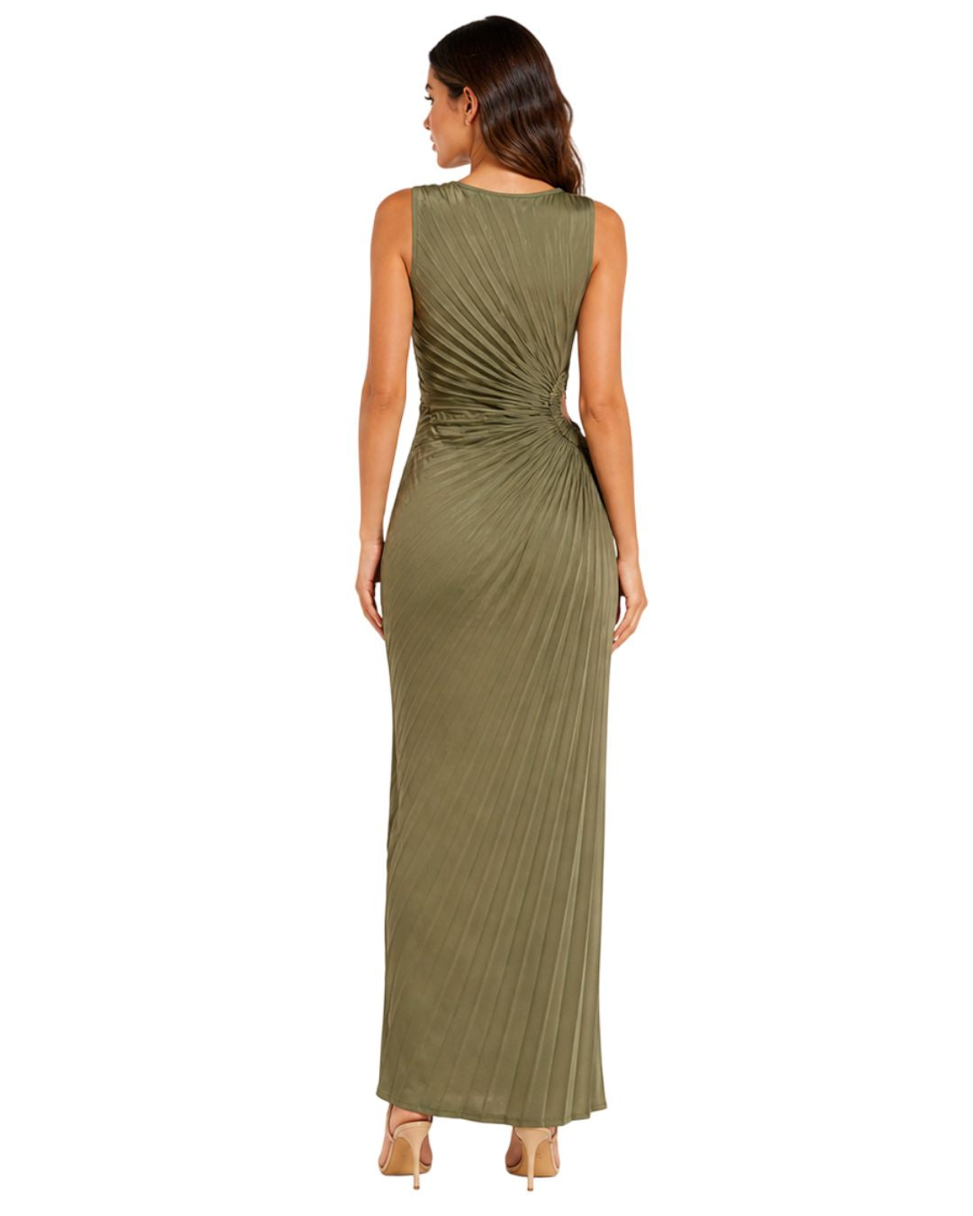 VESTIDO PLISADO VERDE OLVA