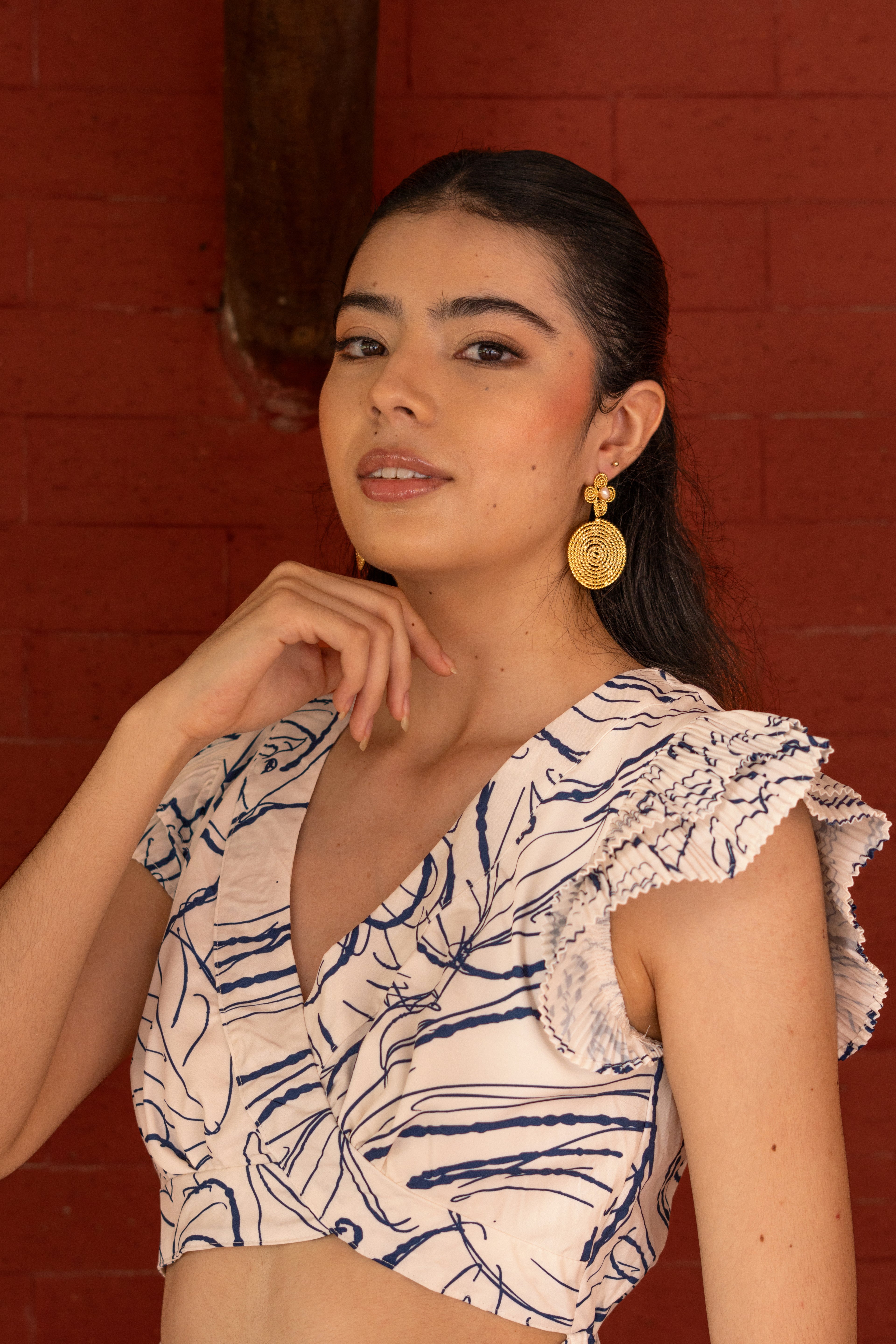 ENTERIZO BLANCO CON ESTAMPADO AZUL