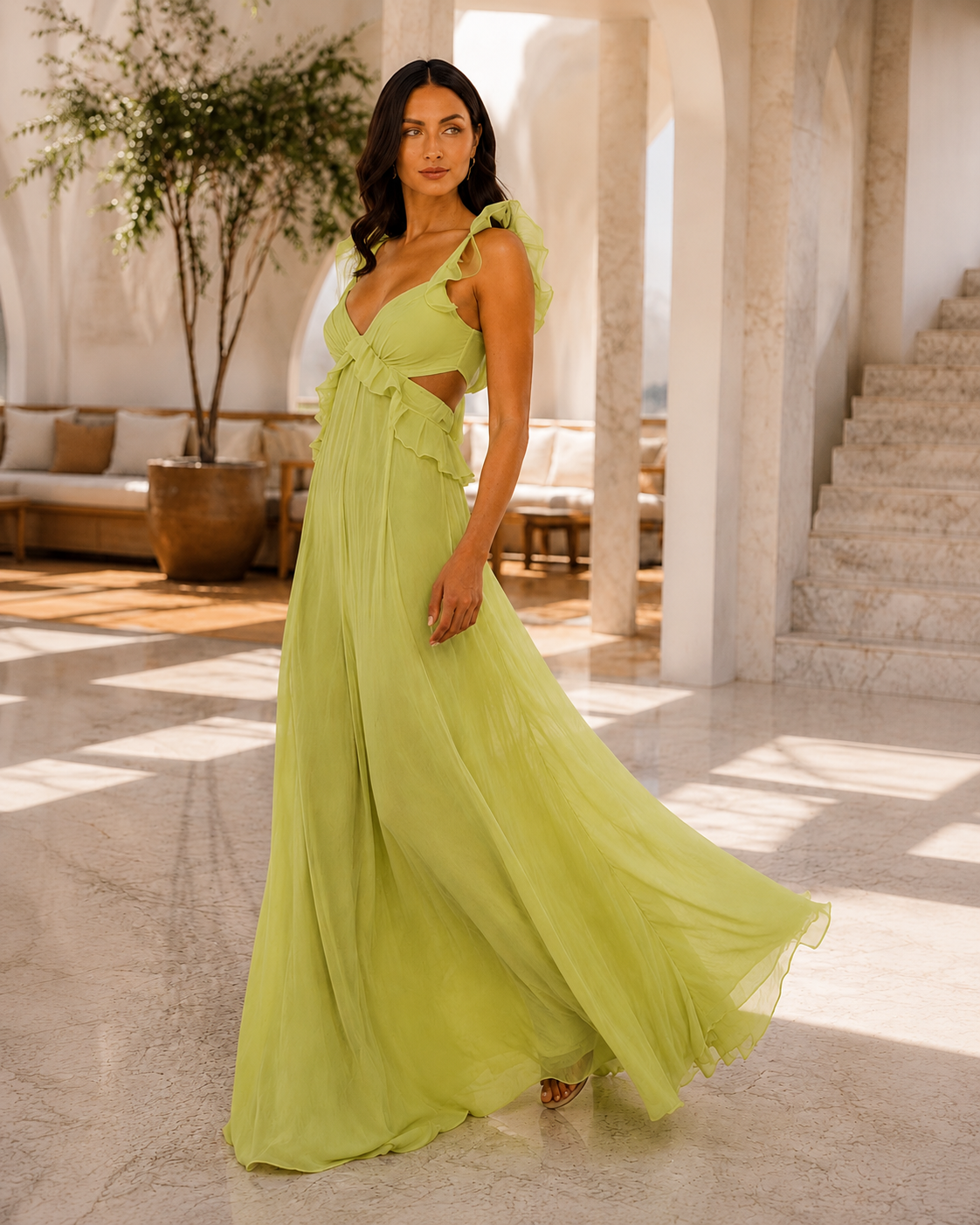 VESTIDO LARGO CON ESCOTE EN LA ESPALDA