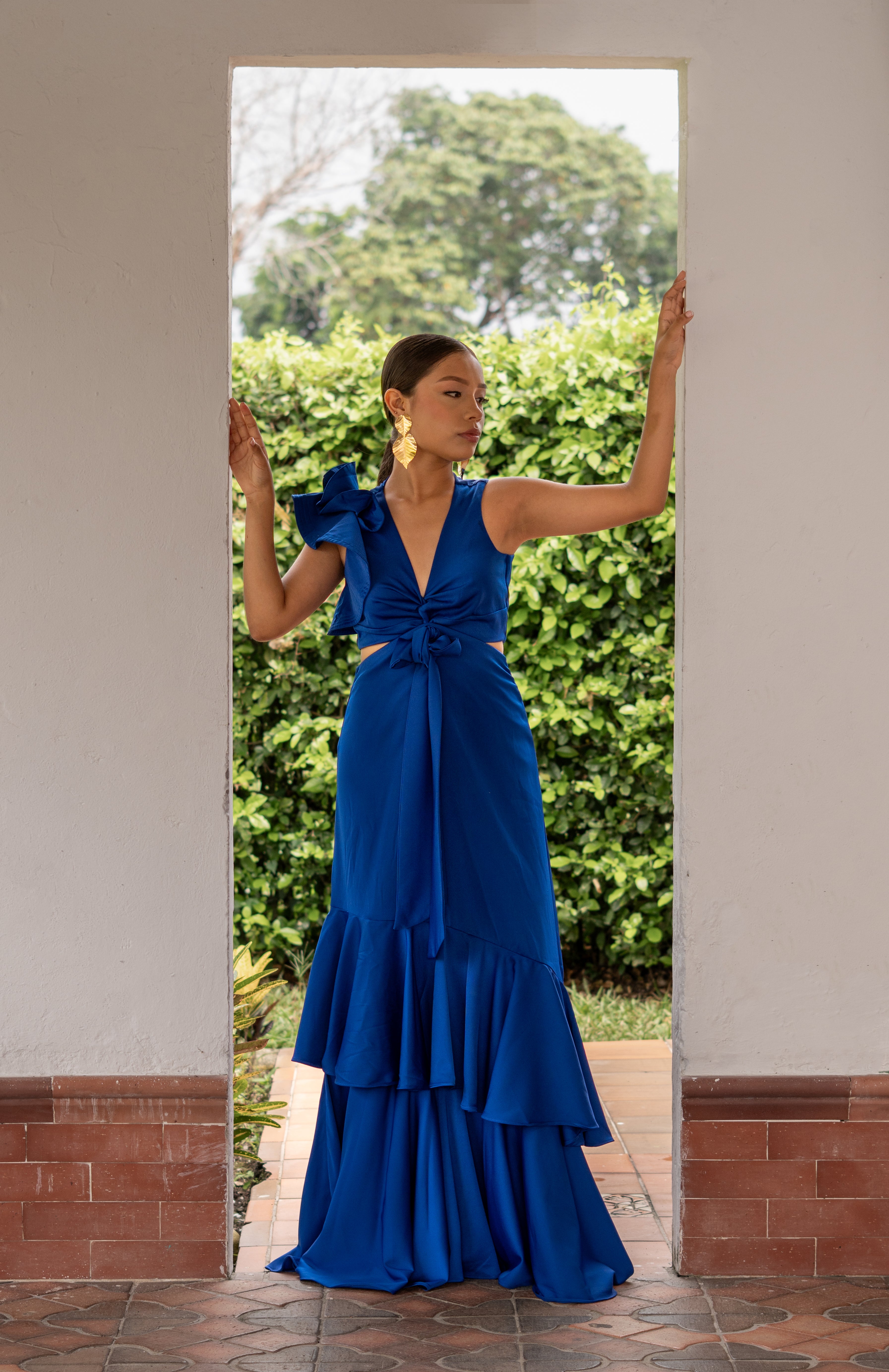 VESTIDO LARGO AZUL REY