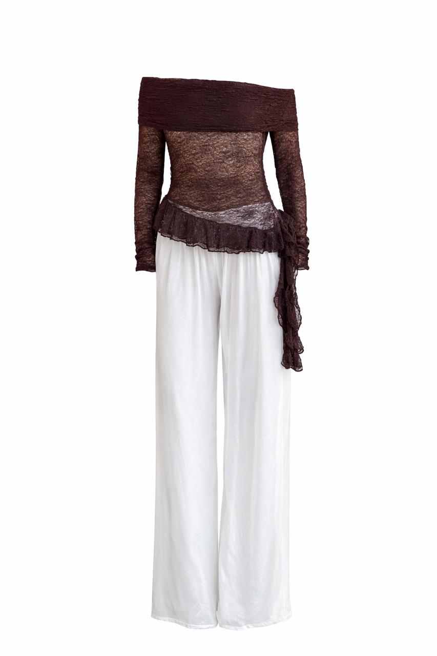 BLUSA VINO TINTO MANGA LARGA BORDADA