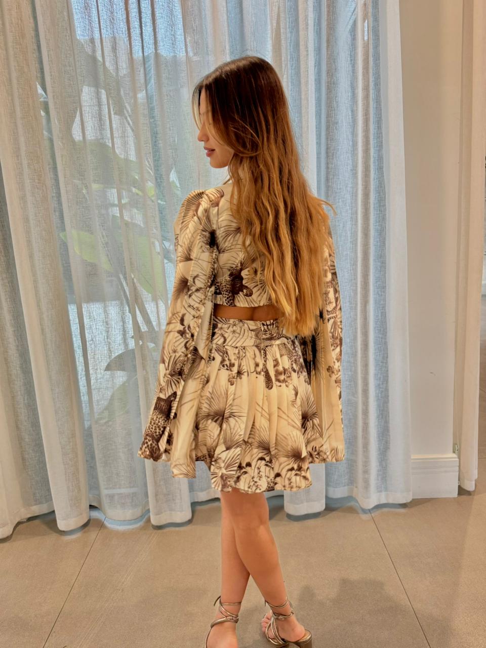 JUMPER BEIGE EN SEDA CON ESTAMPADO