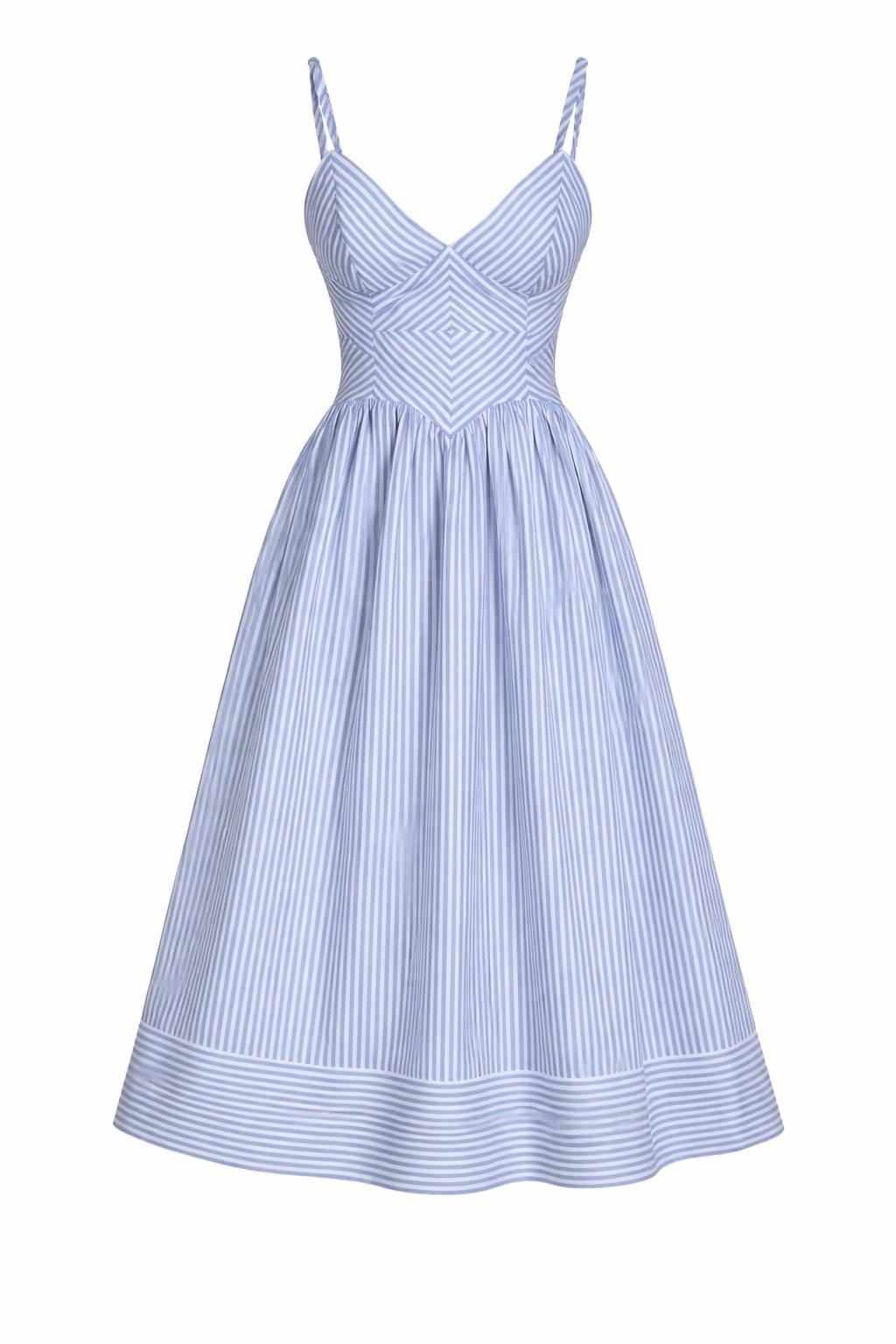 VESTIDO MIDI AZUL A RAYAS