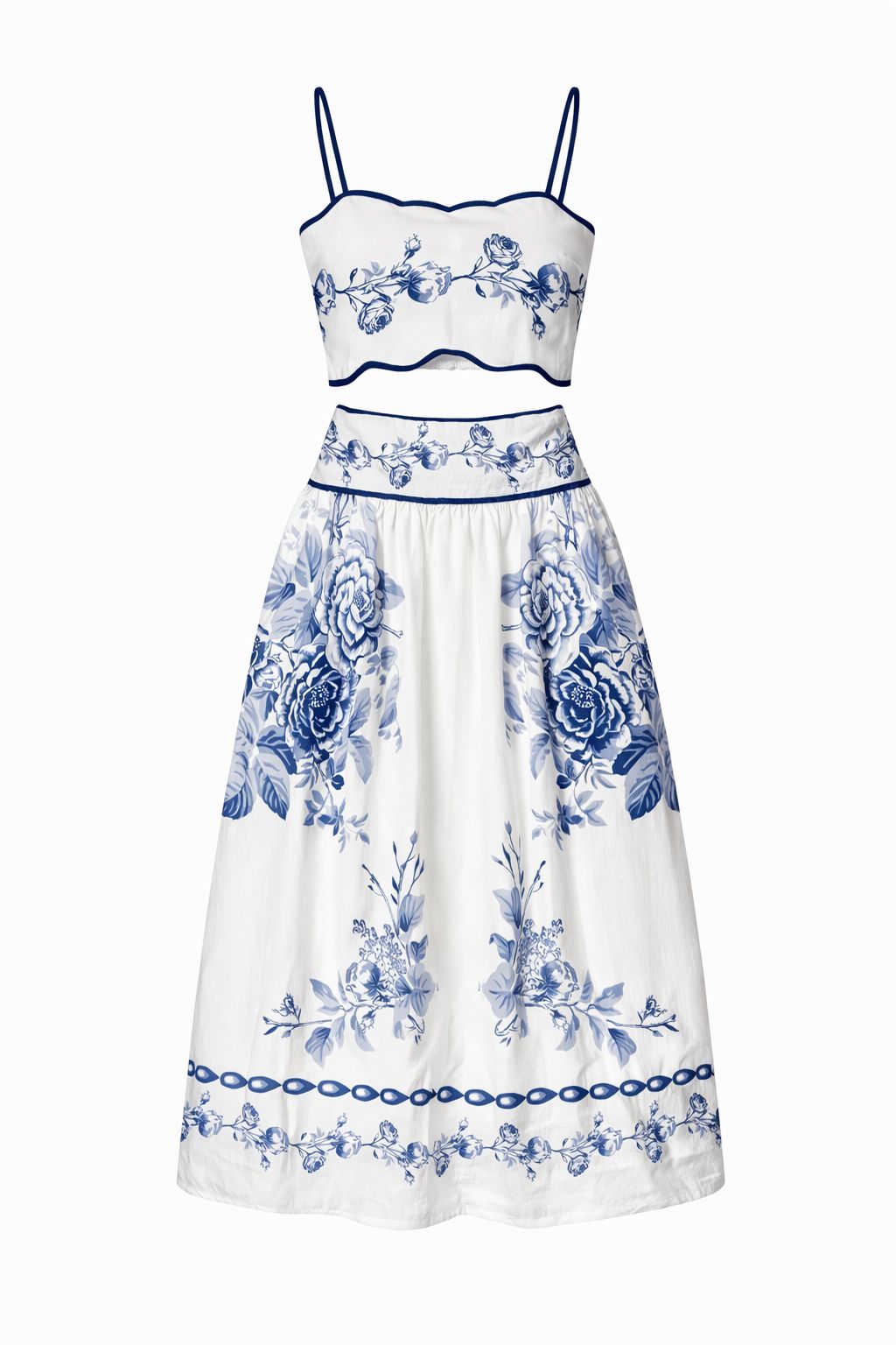 SET FALDA ROSAS AZULES